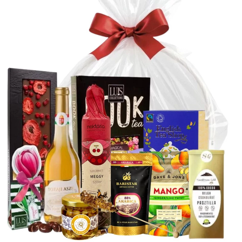 Ajándékkosár gourmet finomságokkal nőknek